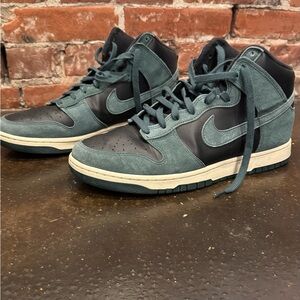Nike Green and Black Sneakers with High-Top Design